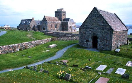 St. Oran's Chapel on the right. 