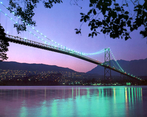 Lions Gate Bridge and the hills of West Vancouver.